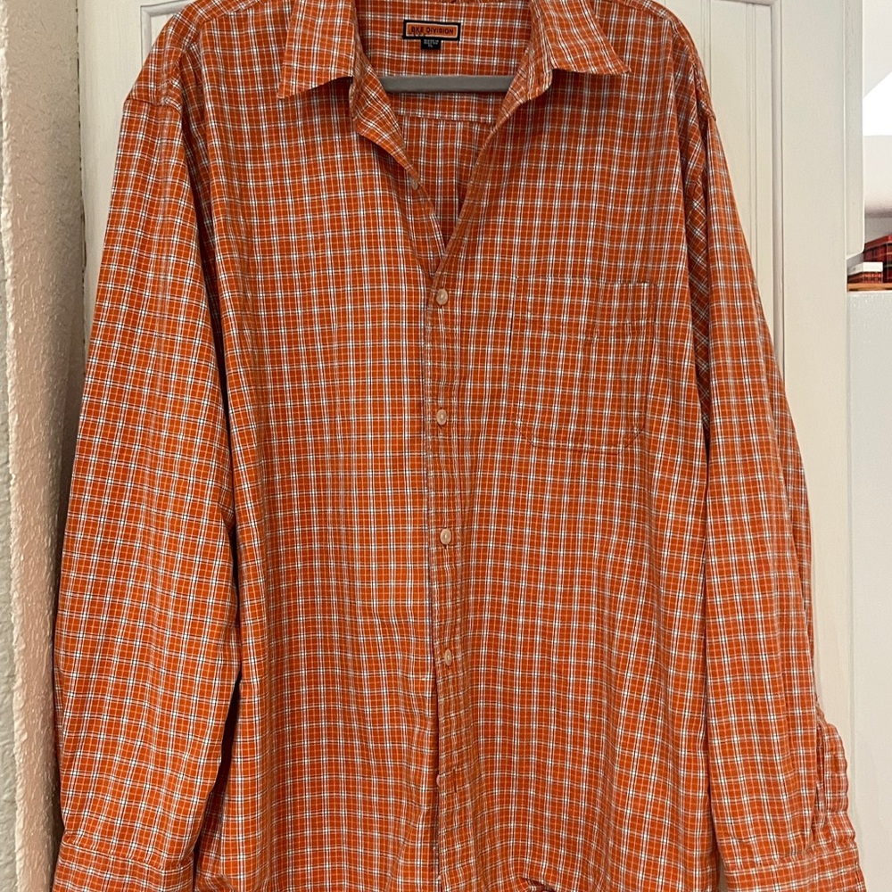 BKE Men's Orange Plaid Button Down Shirt XL